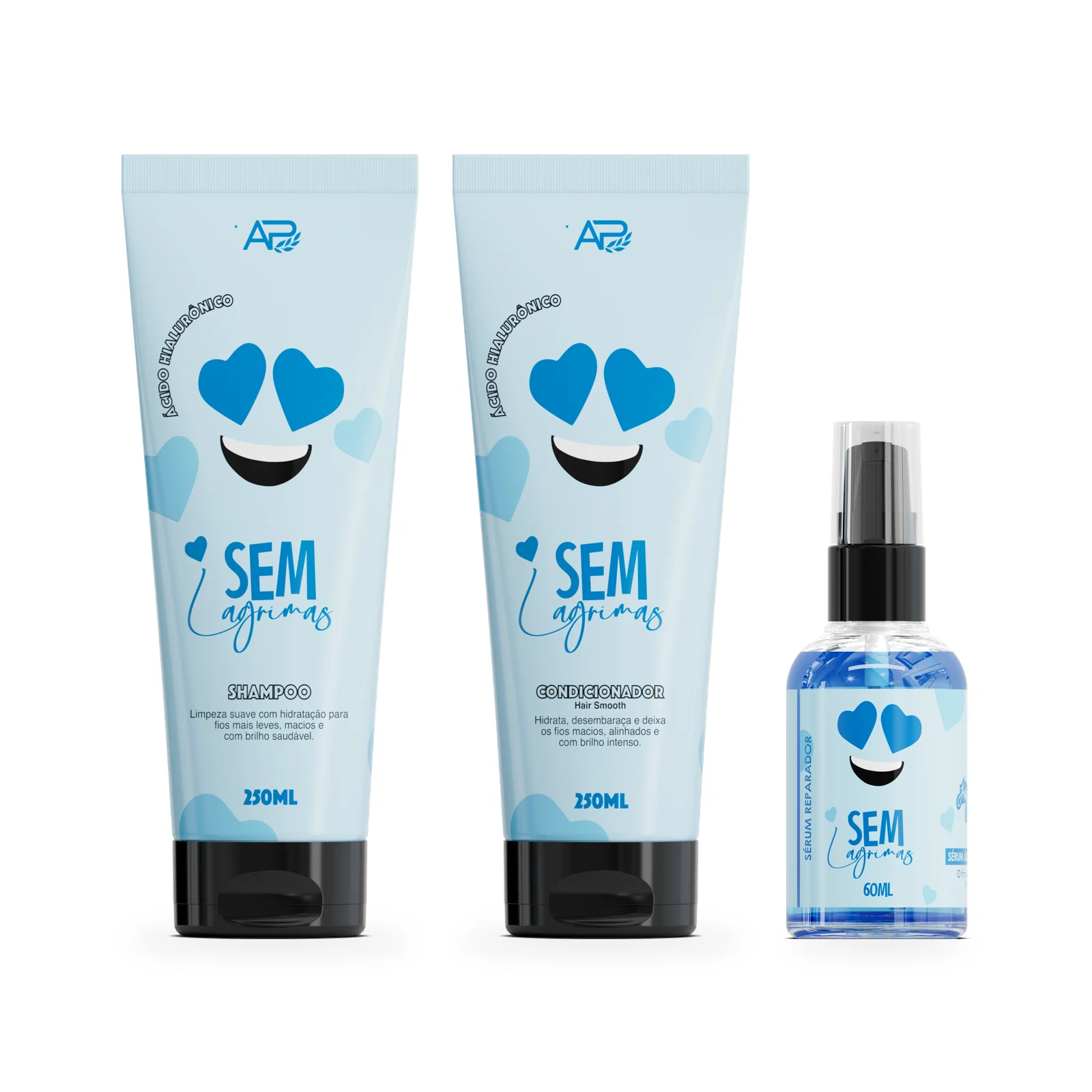 Sem Lágrimas Ácido Hialurônico - Kit Shampoo + Condicionador + Sérum Reparador