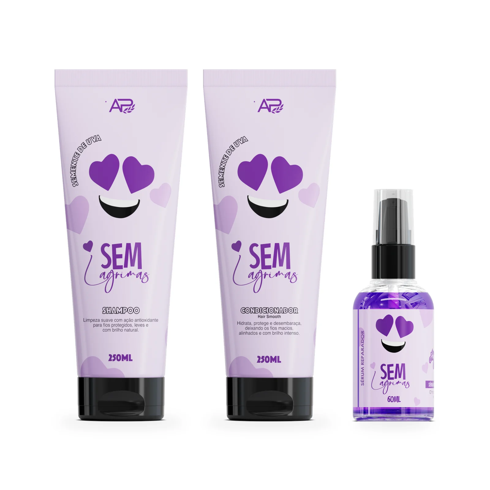 Sem Lágrimas Semente de Uva - Kit Shampoo + Condicionador + Sérum Reparador