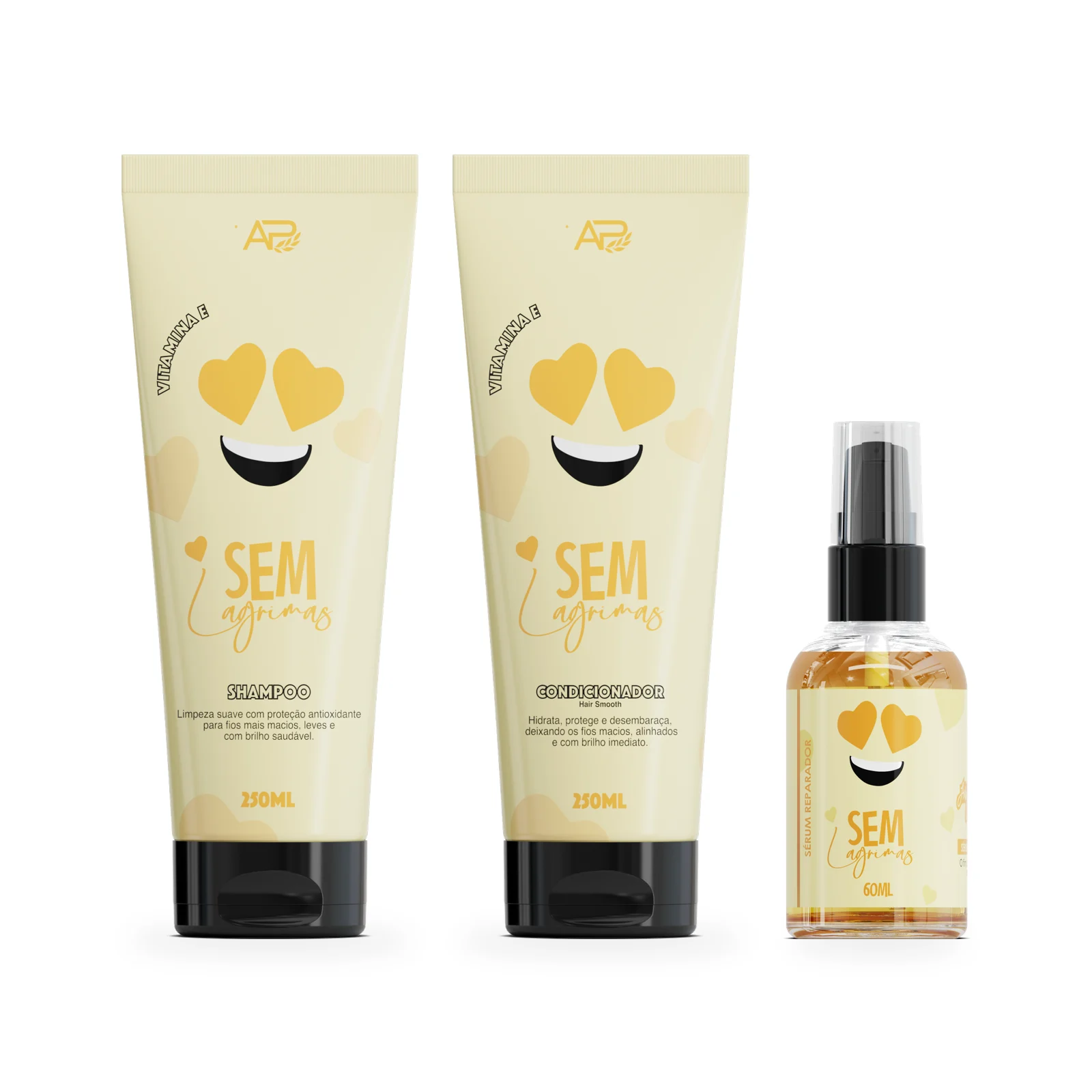 Sem Lágrimas Vitamina E - Kit Shampoo + Condicionador + Sérum Reparador